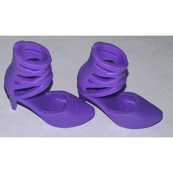 Mattel Barbie Doll Purple Strappy Closed Toe Heels Fashion Accessory Shoes - Picture 2 of 7